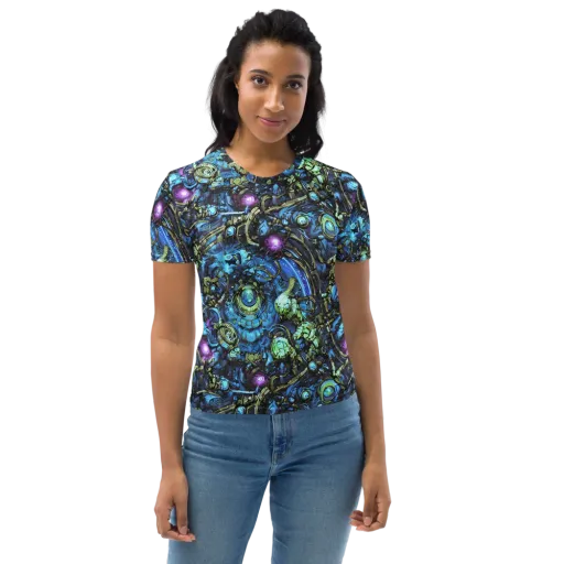 Bioluminescent Circuit on a Women's Crew Neck T-Shirt
