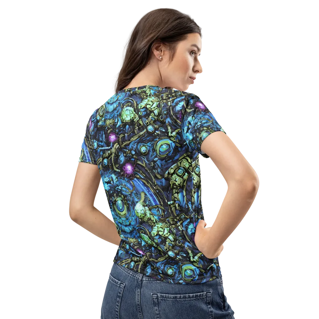 Bioluminescent Circuit on Women's Crew Neck T-Shirt — Back