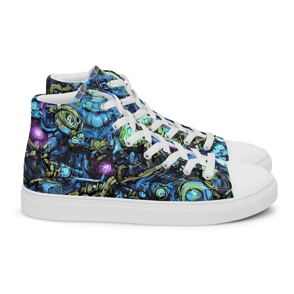 Bioluminescent Circuit on Women's High Top Canvas Shoes — Right