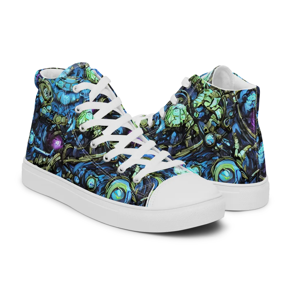 Bioluminescent Circuit on Women's High Top Canvas Shoes — Right