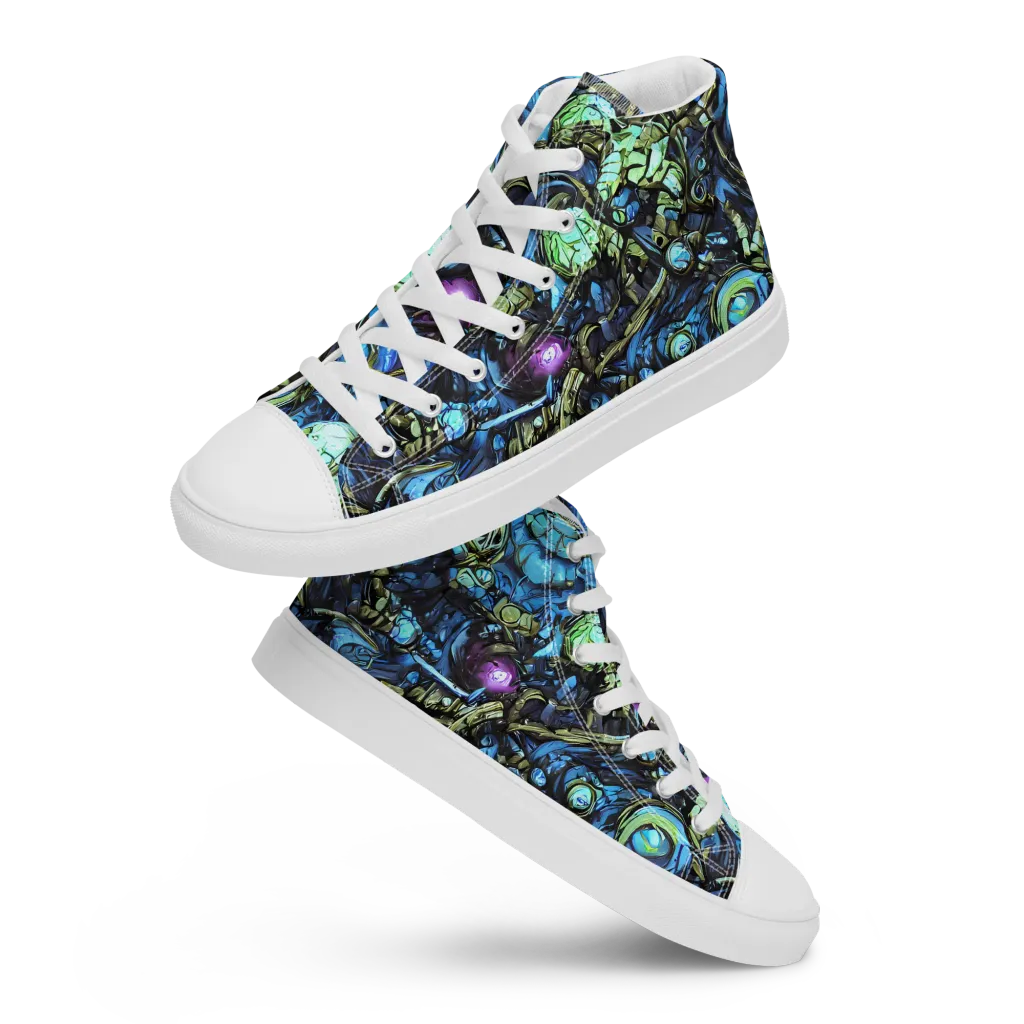 Bioluminescent Circuit on Women's High Top Canvas Shoes — Front