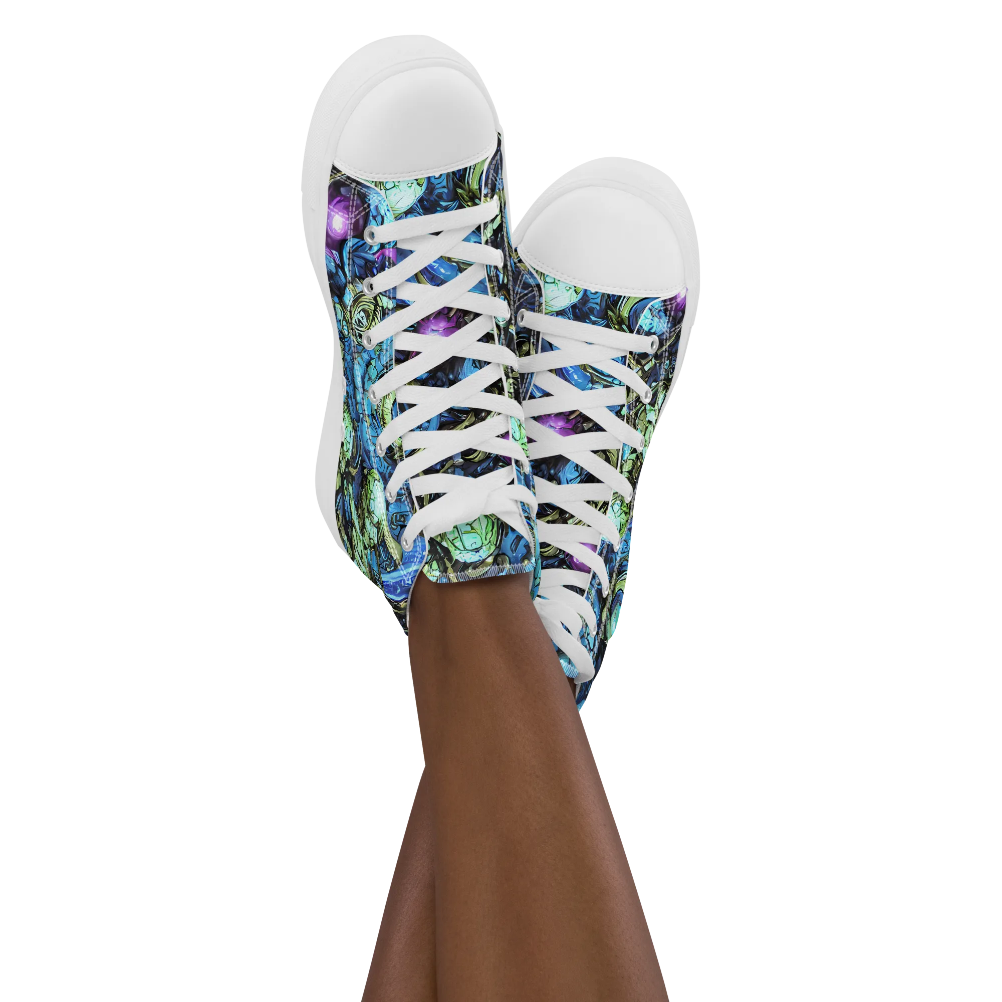 Bioluminescent Circuit on Women's High Top Canvas Shoes — Front