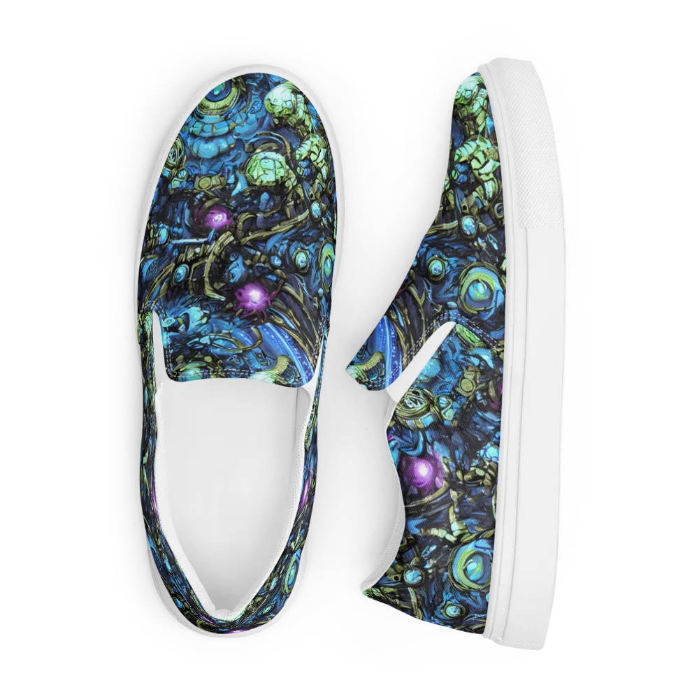 Bioluminescent Circuit on Men's Slip-On Canvas Shoes — Front