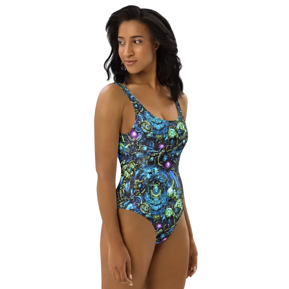 Bioluminescent Circuit on One-Piece Swimsuit — Right