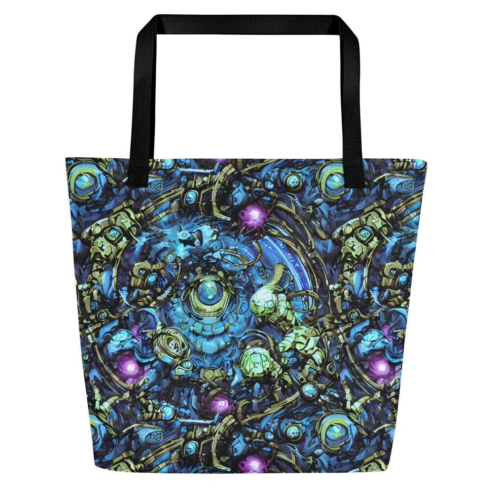 Bioluminescent Circuit on Large Tote Bag W/ Pocket — Front
