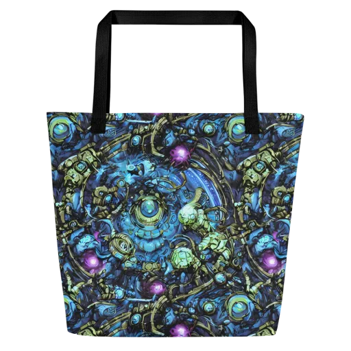 Bioluminescent Circuit on a Large Tote Bag W/ Pocket
