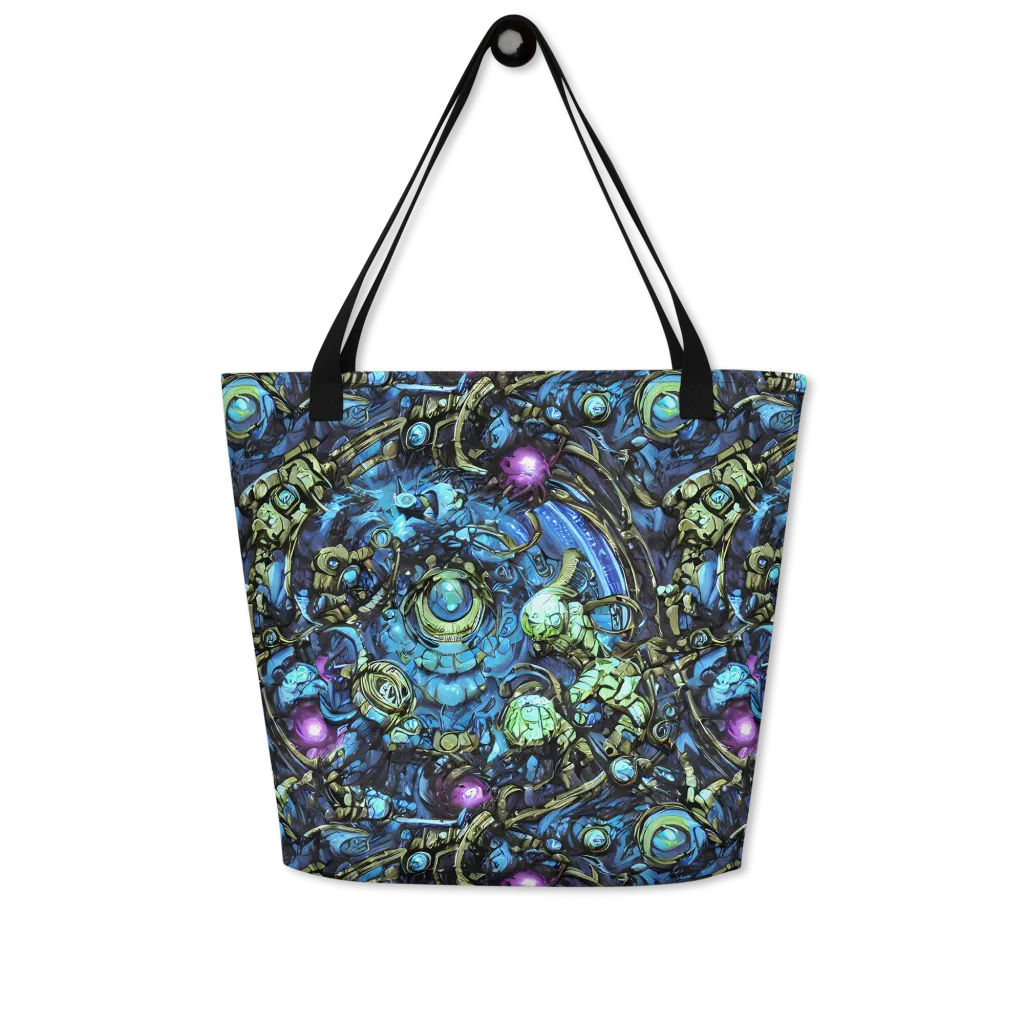 Bioluminescent Circuit on Large Tote Bag W/ Pocket — Front