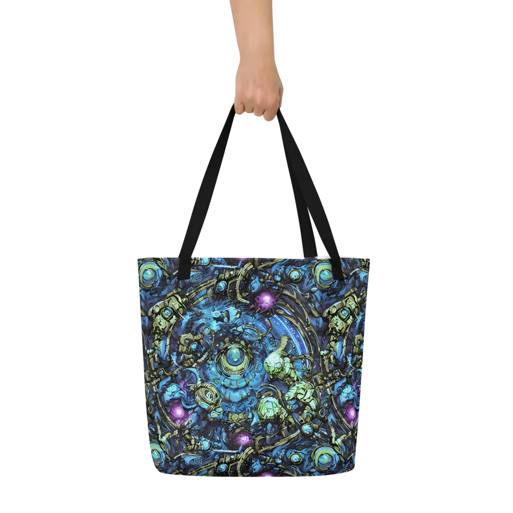 Bioluminescent Circuit on Large Tote Bag W/ Pocket — Front