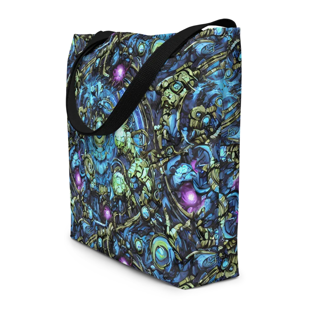 Bioluminescent Circuit on Large Tote Bag W/ Pocket — Front