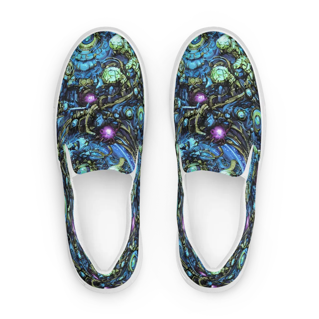 Bioluminescent Circuit on Women's Slip-On Canvas Shoes — Front