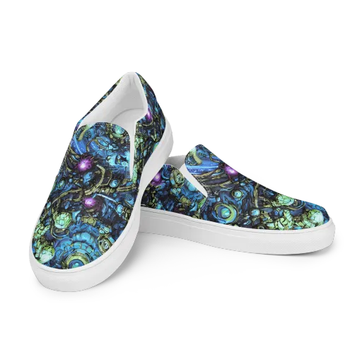 Bioluminescent Circuit on a Women's Slip-On Canvas Shoes