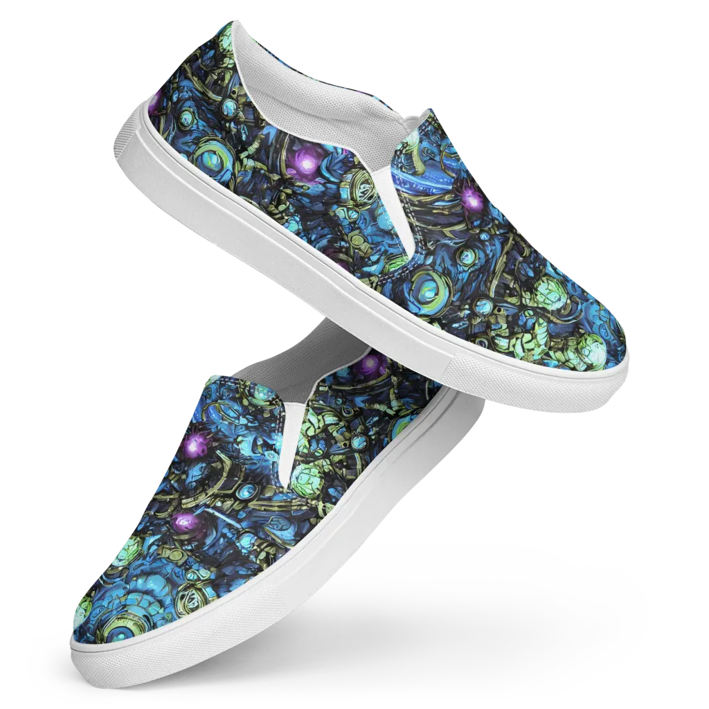 Bioluminescent Circuit on Women's Slip-On Canvas Shoes — Front