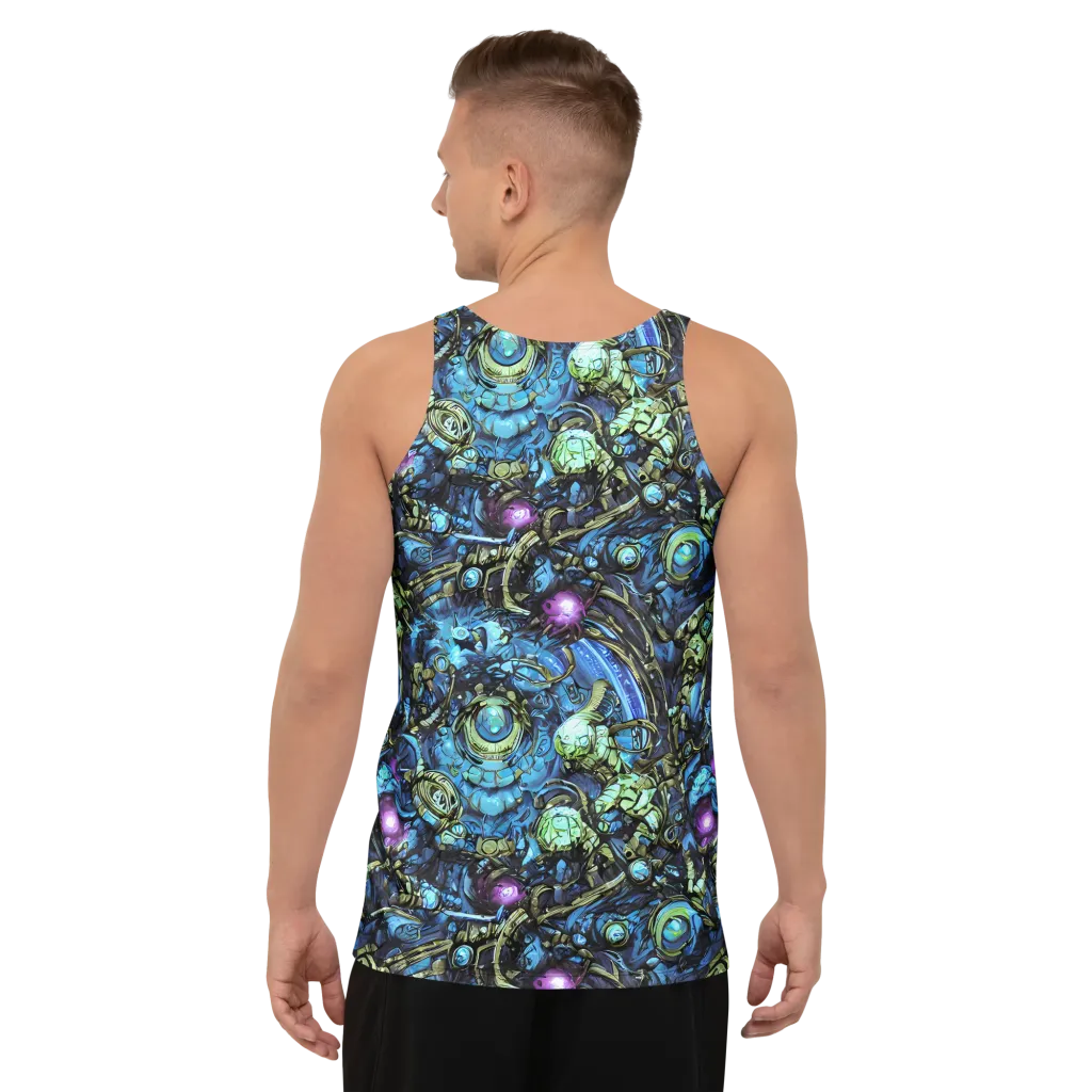 Bioluminescent Circuit on Men's Tank Top — Back