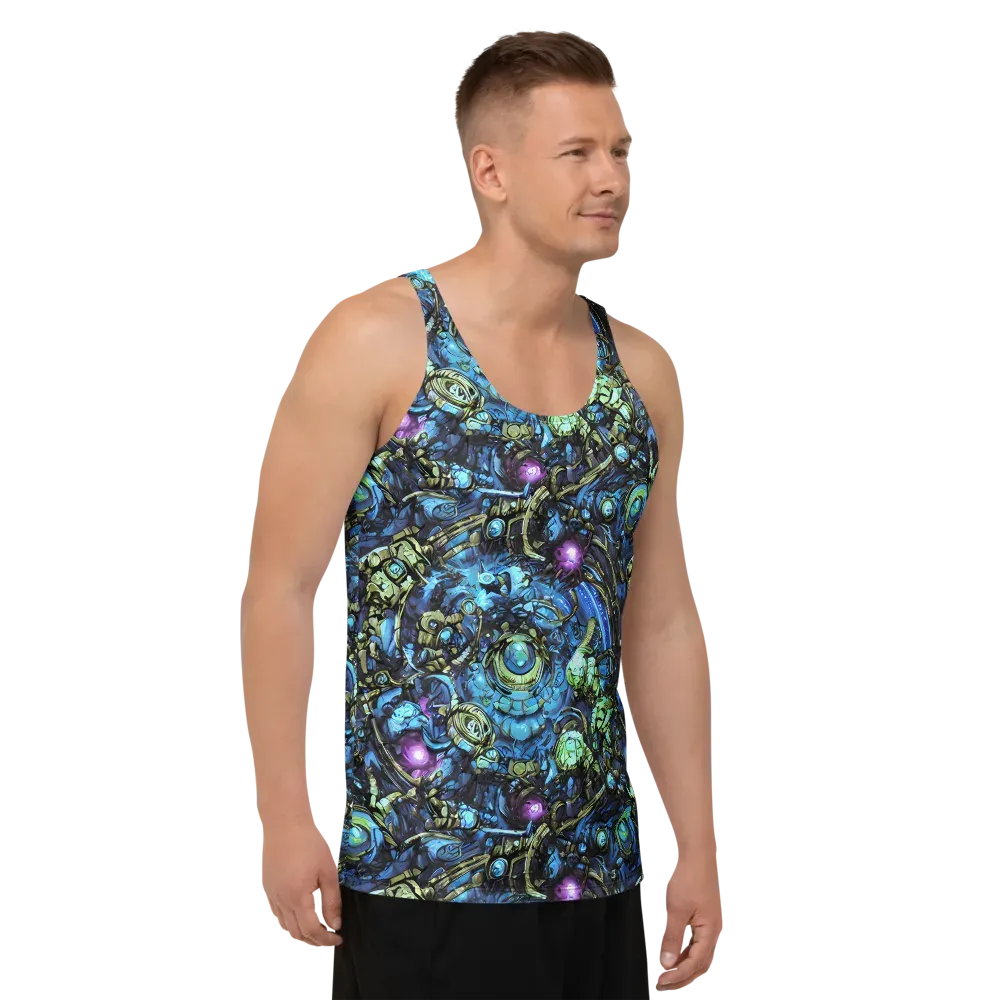 Bioluminescent Circuit on Men's Tank Top — Right Front