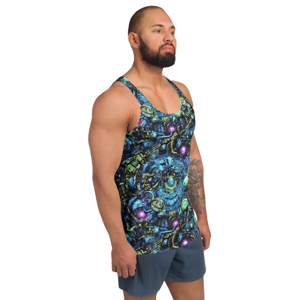 Bioluminescent Circuit on Men's Tank Top — Right Front