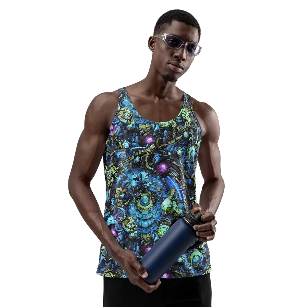 Bioluminescent Circuit on Men's Tank Top — Front
