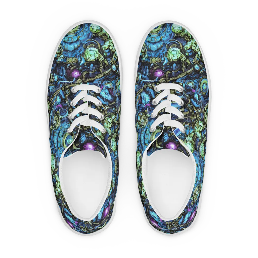 Bioluminescent Circuit on Men's Lace-Up Canvas Shoes — Front