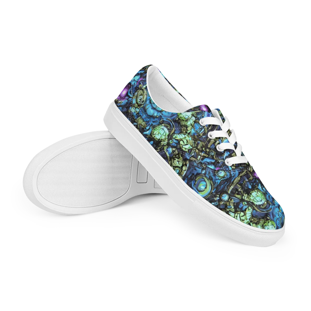 Bioluminescent Circuit on Men's Lace-Up Canvas Shoes — Right Front
