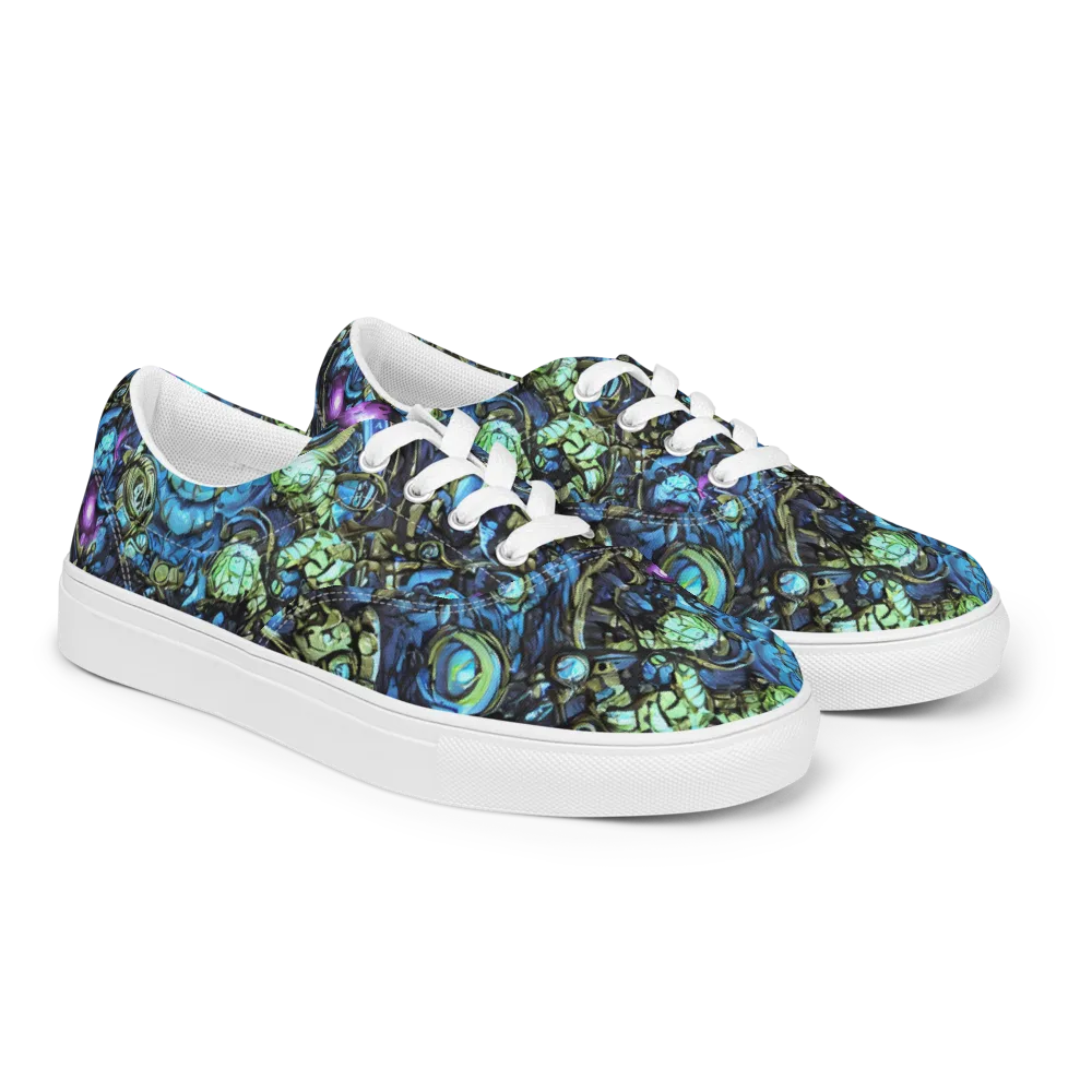 Bioluminescent Circuit on Men's Lace-Up Canvas Shoes — Right Front