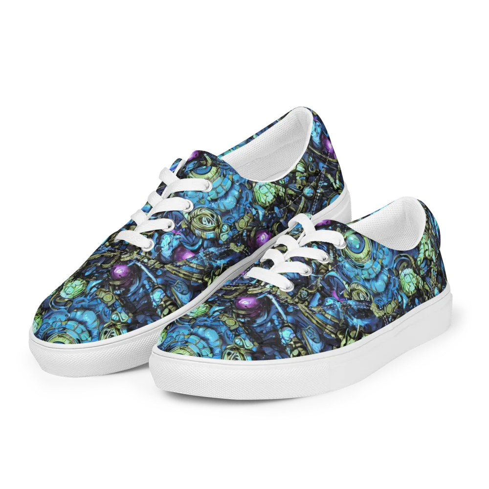 Bioluminescent Circuit on Men's Lace-Up Canvas Shoes — Left Front