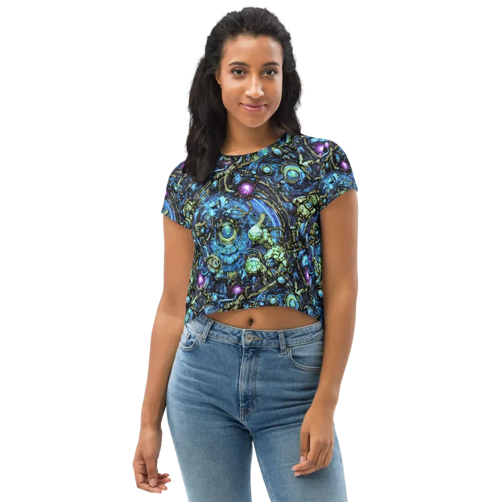 Bioluminescent Circuit on Crop Tee — Front
