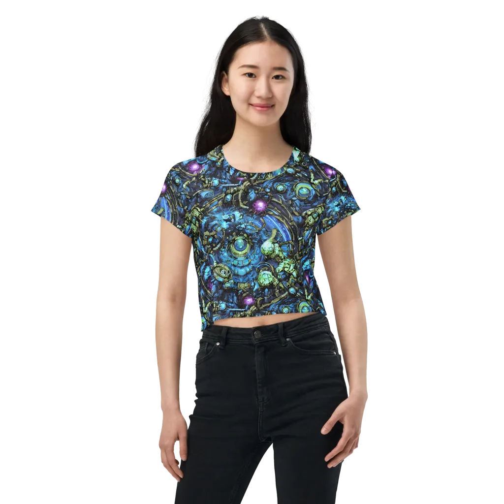 Bioluminescent Circuit on Crop Tee — Front