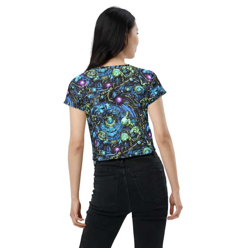 Bioluminescent Circuit on Crop Tee — Back