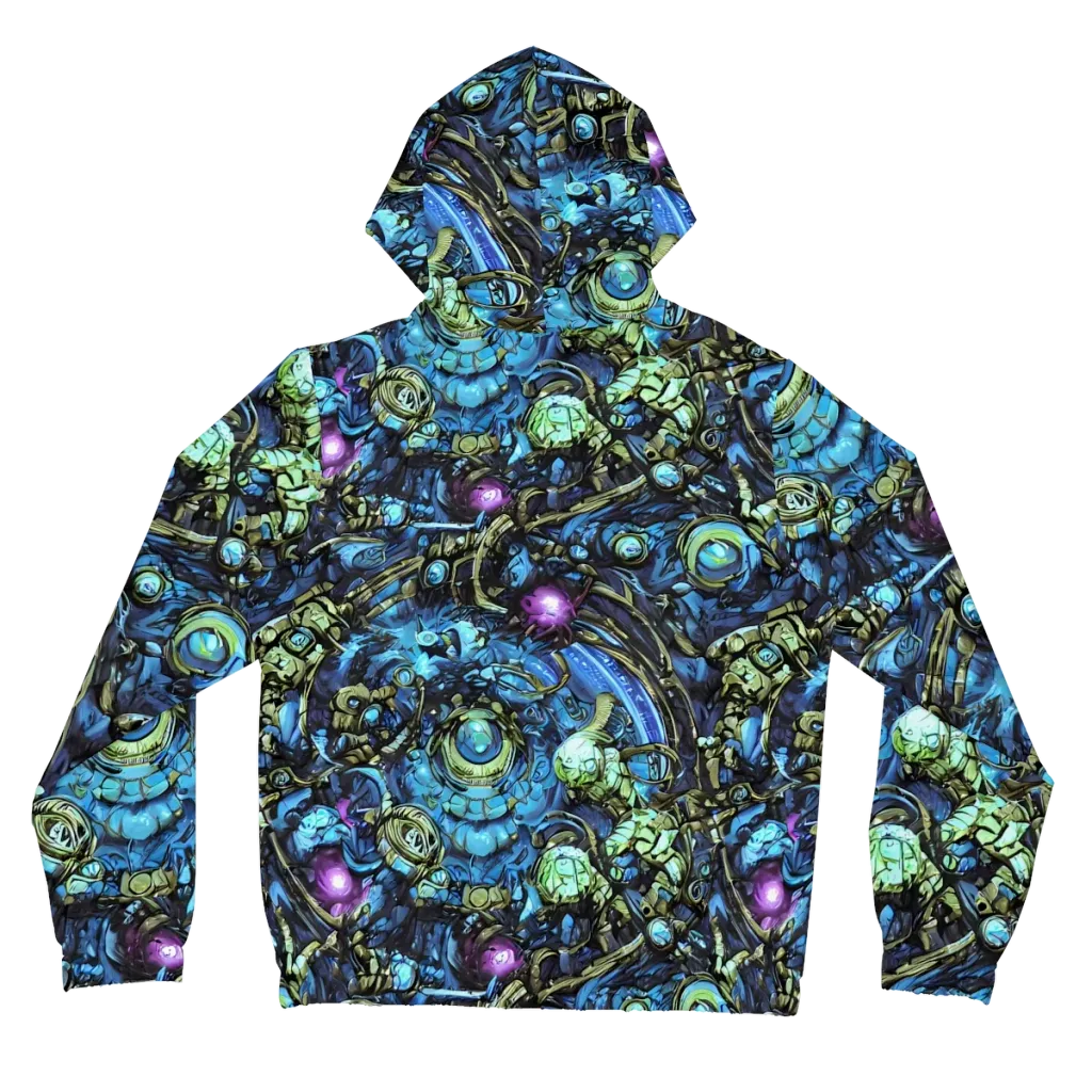 Bioluminescent Circuit on Women's Full-Zip Hoodie — Back