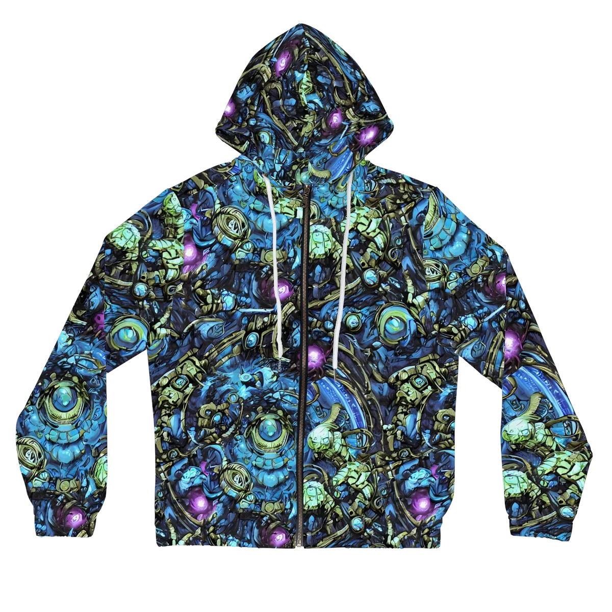 Bioluminescent Circuit on Women's Full-Zip Hoodie — Front