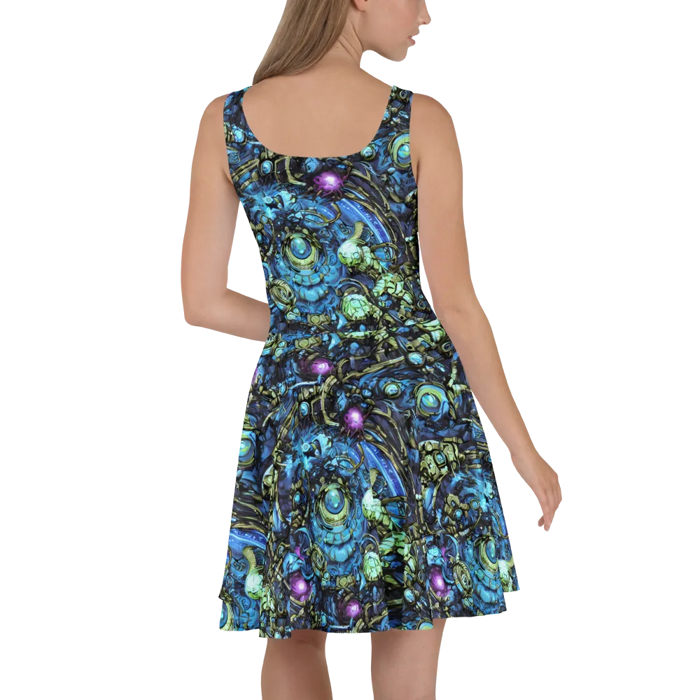 Bioluminescent Circuit on Skater Dress — Back