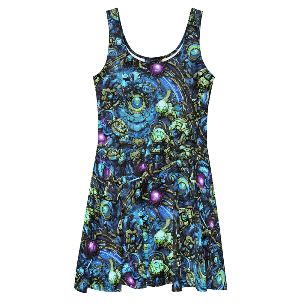Bioluminescent Circuit on Skater Dress — Front