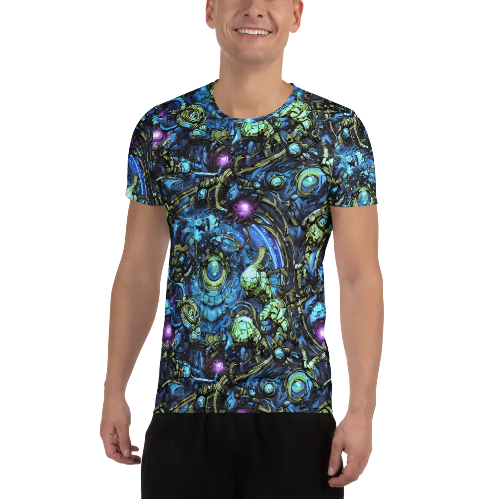 Bioluminescent Circuit on Men's Athletic T-Shirt — Front