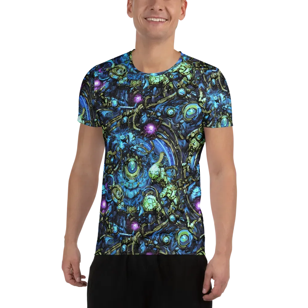 Bioluminescent Circuit on Men's Athletic T-Shirt — Front