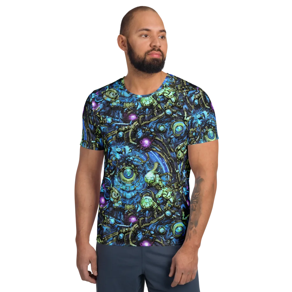 Bioluminescent Circuit on Men's Athletic T-Shirt — Front