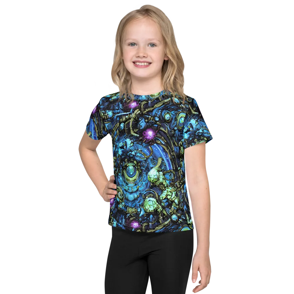 Bioluminescent Circuit on Kids Crew Neck T-Shirt — Front