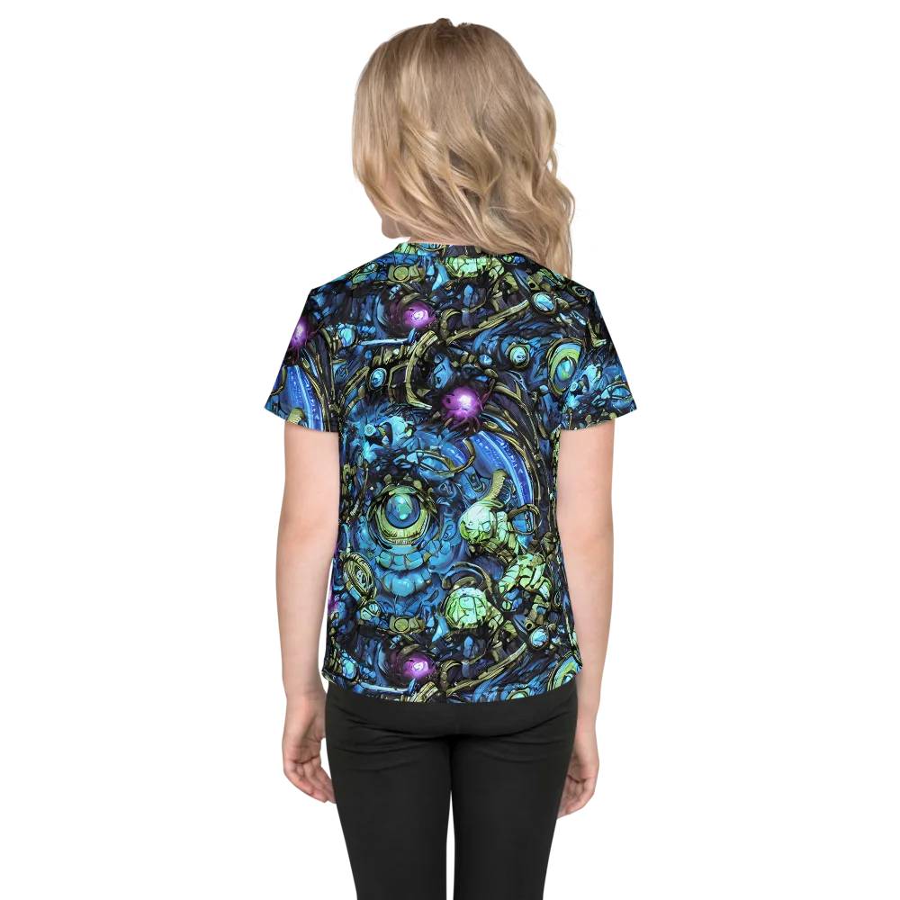 Bioluminescent Circuit on Kids Crew Neck T-Shirt — Back
