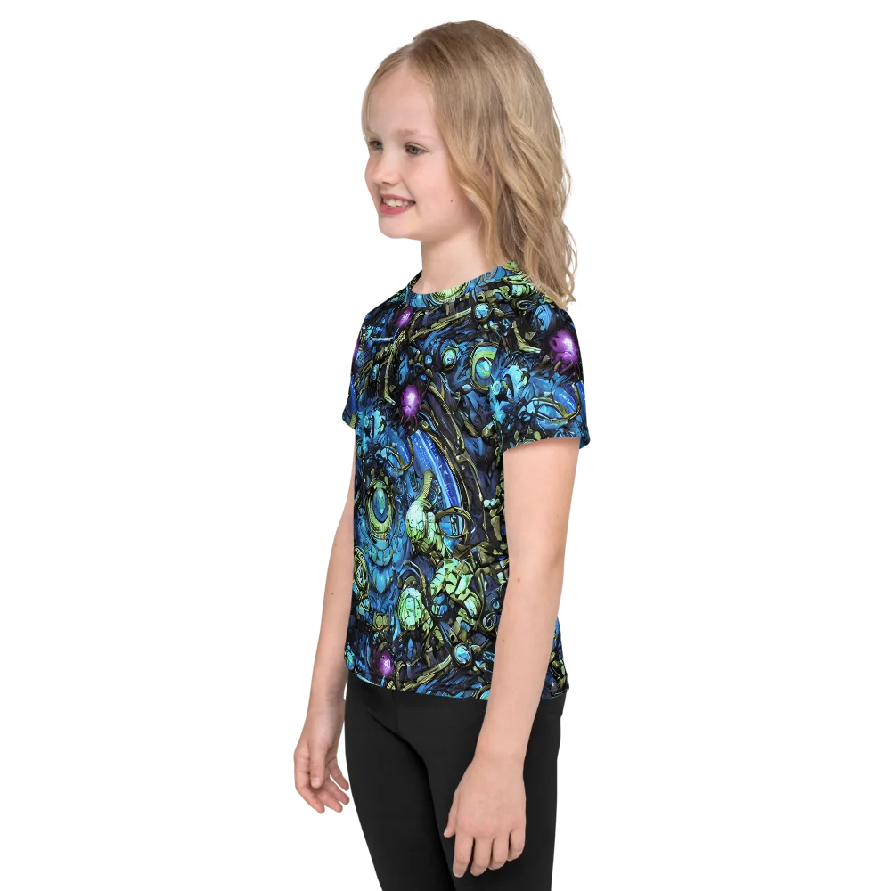Bioluminescent Circuit on Kids Crew Neck T-Shirt — Left