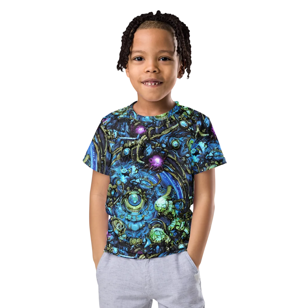 Bioluminescent Circuit on Kids Crew Neck T-Shirt — Front