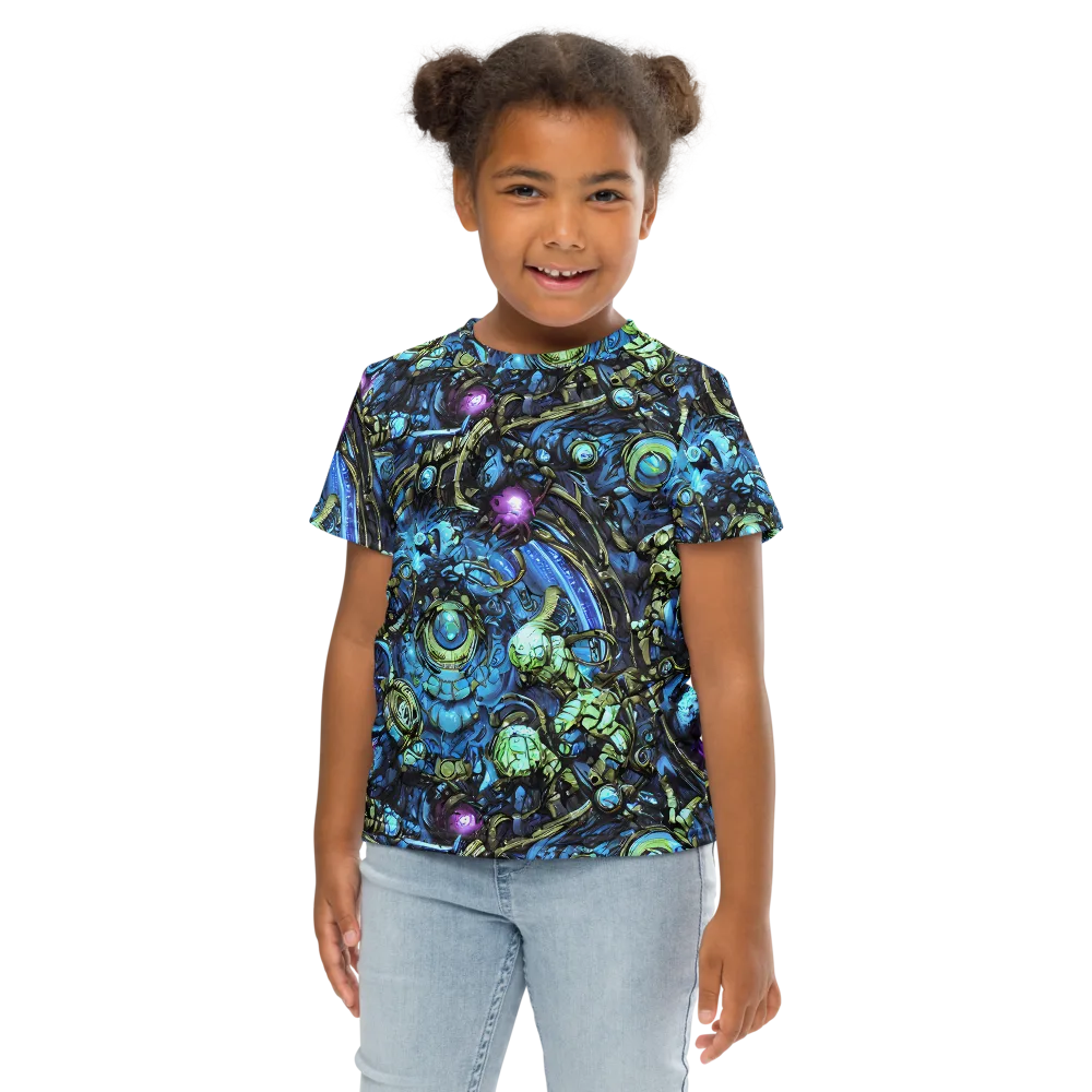 Bioluminescent Circuit on Kids Crew Neck T-Shirt — Front