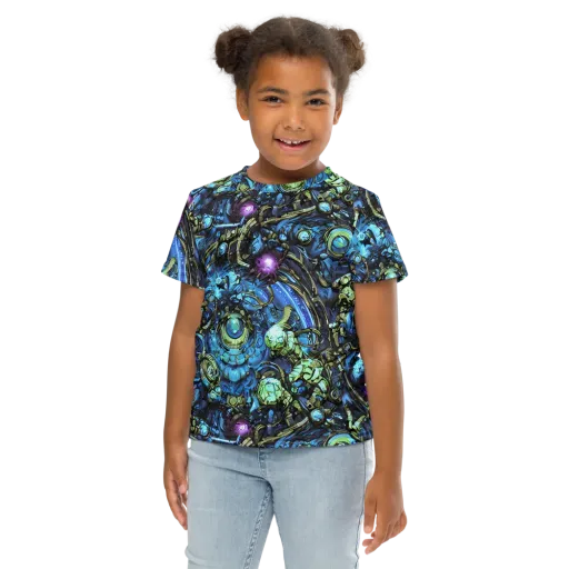 Bioluminescent Circuit on a Kids Crew Neck T-Shirt