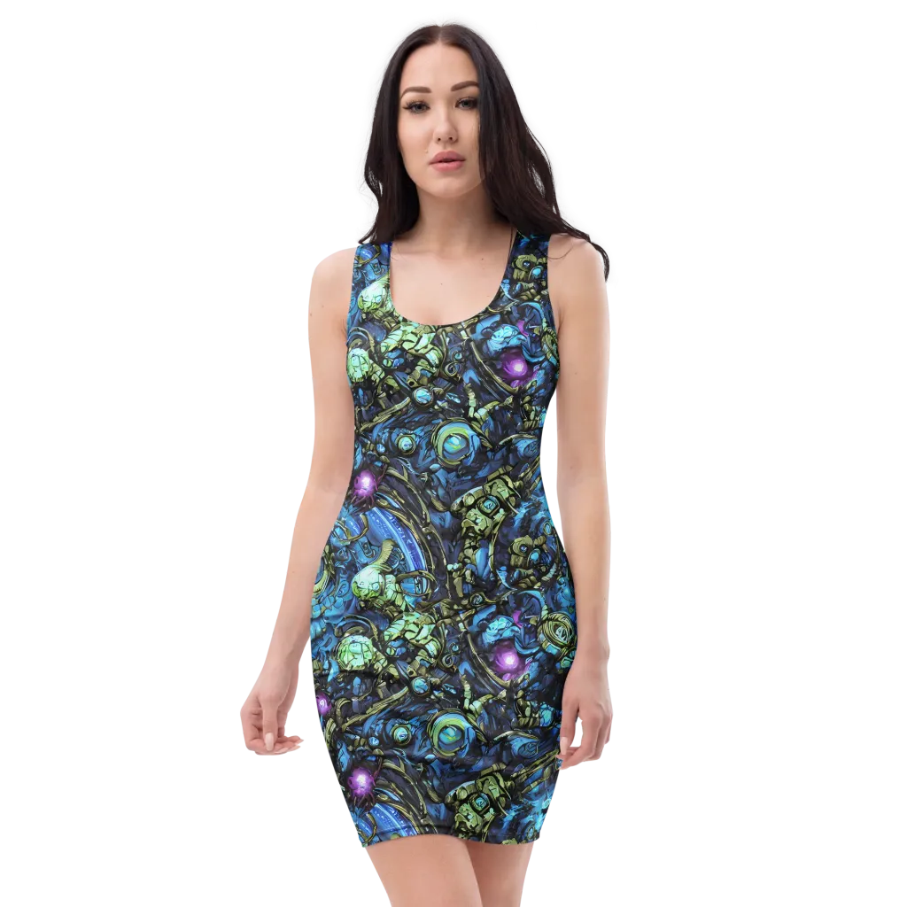 Bioluminescent Circuit on Bodycon Dress — Front