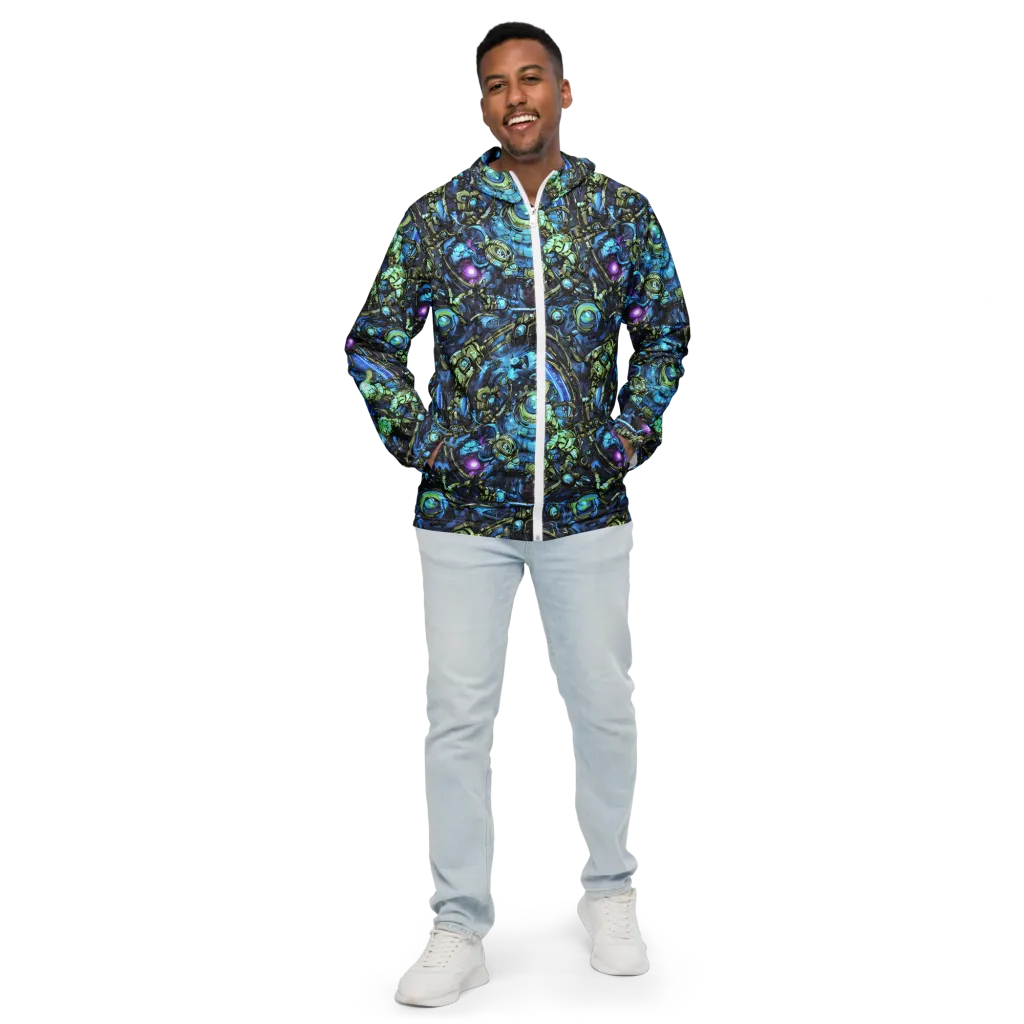 Bioluminescent Circuit on Men's Windbreaker — Front