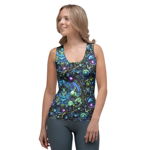 Bioluminescent Circuit on a Women's Tank Top
