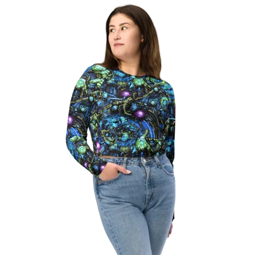 Bioluminescent Circuit on a Long Sleeve Crop Top
