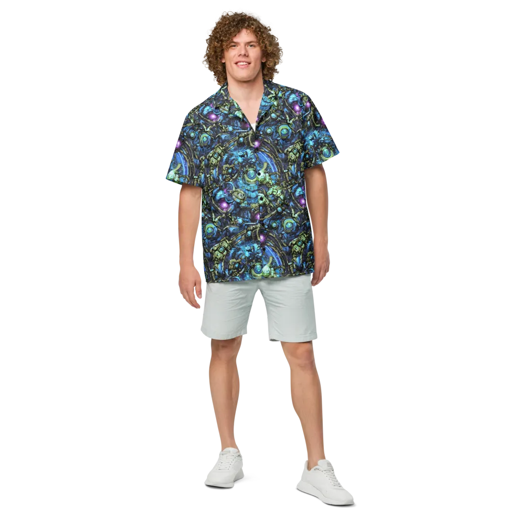 Bioluminescent Circuit on Button Shirt — Front
