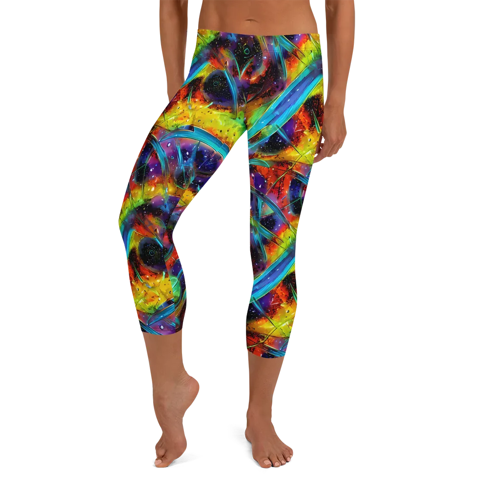Electric Chromatica on Capri Leggings — Front
