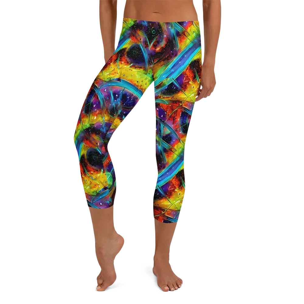 Electric Chromatica on Capri Leggings — Front