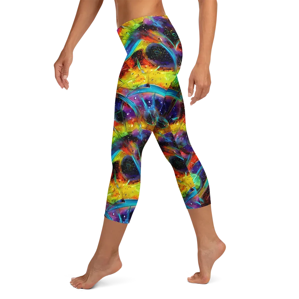 Electric Chromatica on Capri Leggings — Left