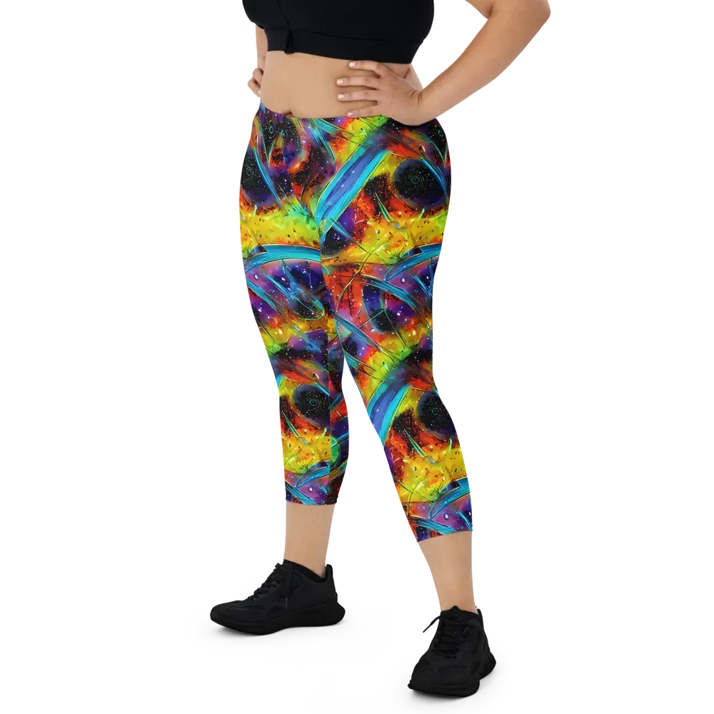 Electric Chromatica on Capri Leggings — Front