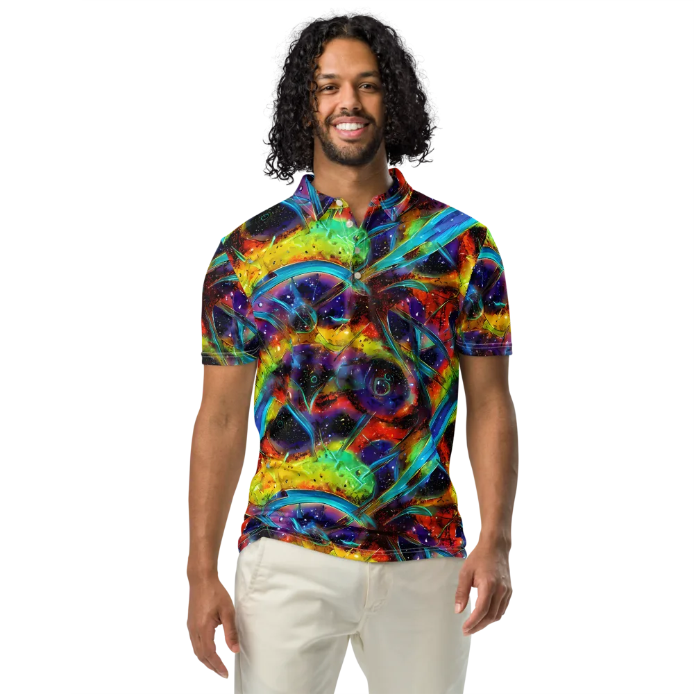 Electric Chromatica on Men's Slim Fit Polo Shirt — Front